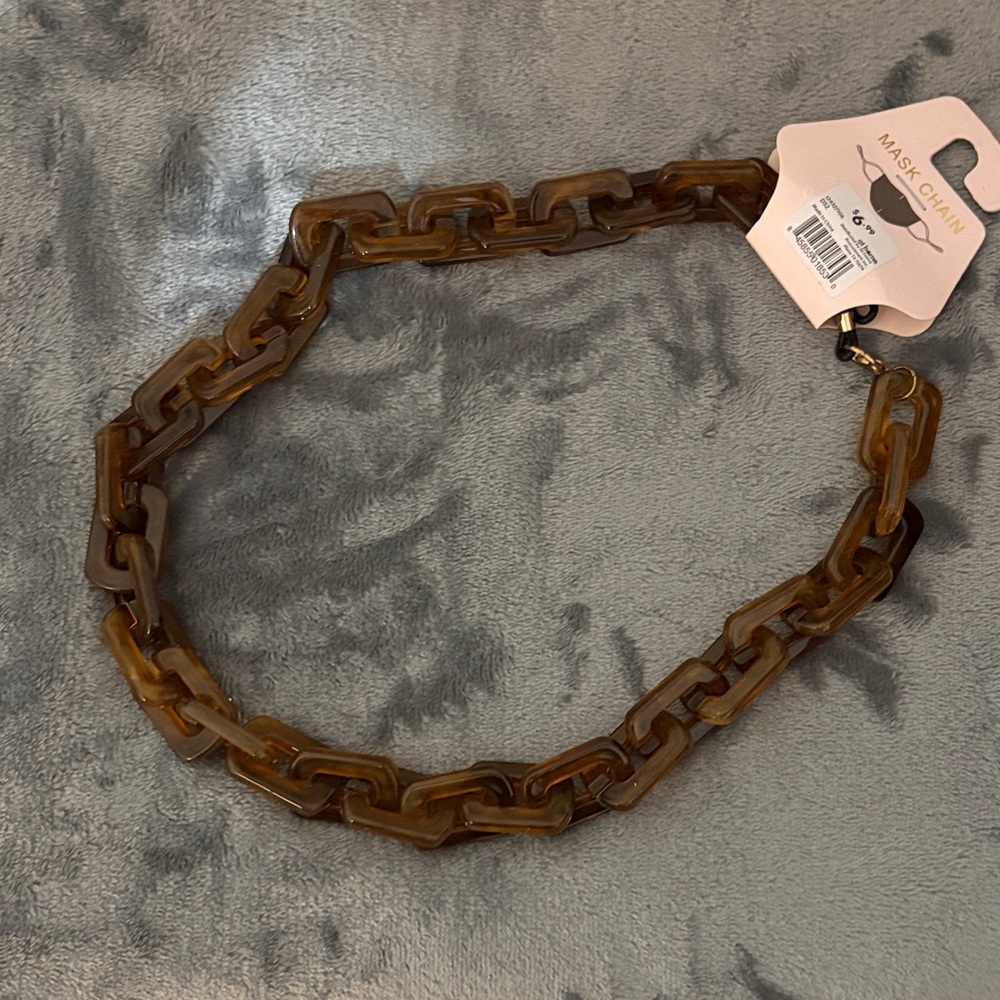 Tortoiseshell Acrylic Chain Mask/Glasses Holder - Brown